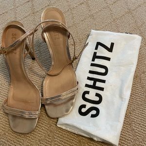 SCHUTZ Altina Ankle Strap Sandal - plating (gold) size 8